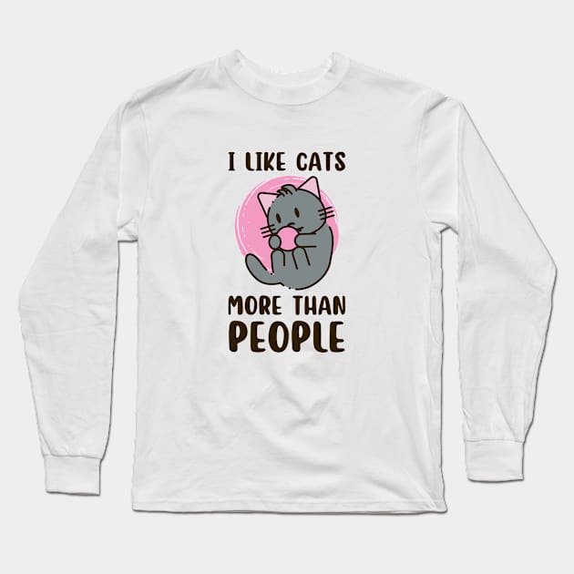 i like cats more than people Long Sleeve T-Shirt by aspanguji